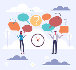 Wall Mural - question people brainstorm concept. vector flat graphic design cartoon illustration