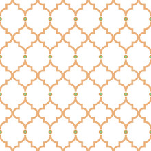 Quatrefoil Gold Lines Seamless Pattern. Oriental Net Tiles Design Classic Decorative Ornament.