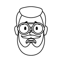 Sticker - young man head with beard and eyeglasses