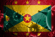 VIRUS WITH Grenada FLAG, CORONAVIRUS, Flu coronavirus floating, micro view, pandemic virus infection, asian flu, asian flu, covid, covid19, covid-19 3D RENDER.