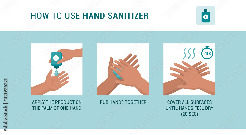 How to use hand sanitizer - obrazy, fototapety, plakaty 
