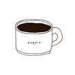© rinrin - Vector doppio coffee cup illustration. Hand drawn cafe naive line art