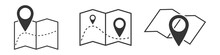 Set Of Outline Map Symbols. Vector Location Icon