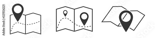 Fotomural Set of outline map symbols. Vector location icon