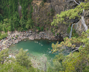 Wall Mural - La Leona waterfall in Radal 7 cups in the region of Maule Chile