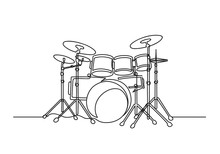 Continuous One Line Drawing Of A Drums