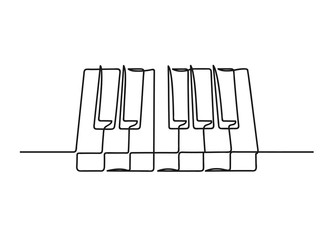 Wall Mural - Continuous one line drawing of a piano keyboard