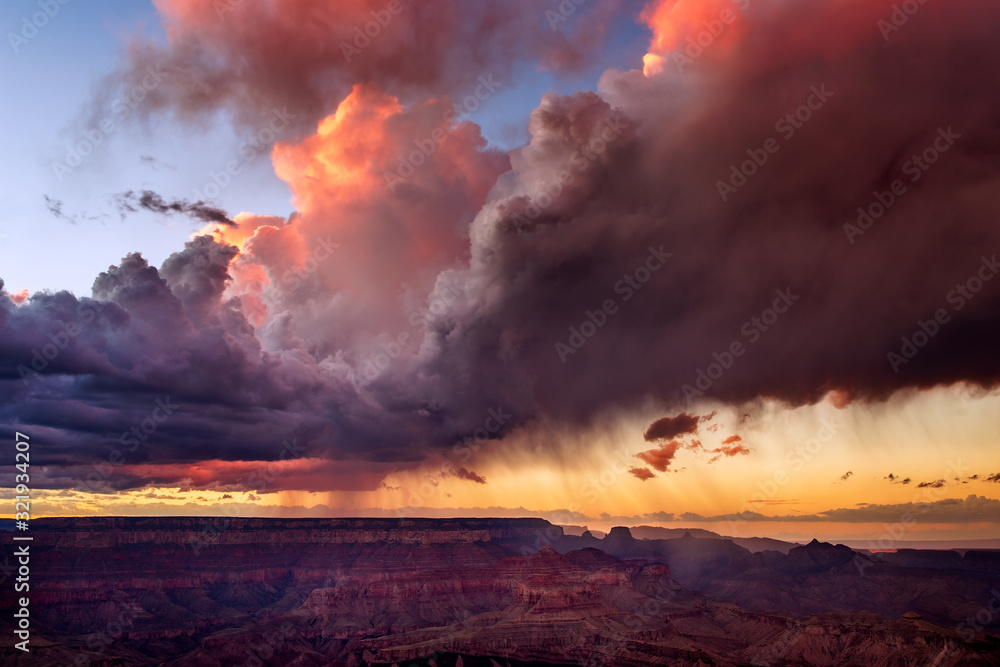 Dramatic storm clouds over the Grand Canyon at sunset in Grand Canyon ...