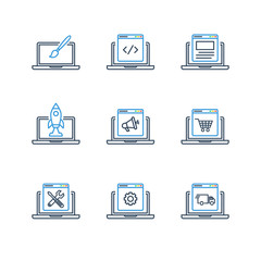 computer programming icons set programmer developer stock two tone line icon set vector