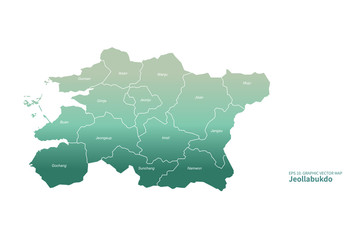  graphic vector of jeolla-do map. jeolla namdo and jeolla bukdo map. south korea map.