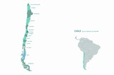 Fototapeta  - graphic vector of chile map. latin america countries map. south america. santiago map.