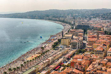 Canvas Print - Aerial view of the waterfront in Nice, Cote d'Azur, France