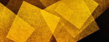 Yellow Abstract Background With Texture And Layers Of Gold Squares On Black Background In Modern Geometric Layers