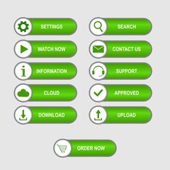 a collection of green buttons for web design.vector design