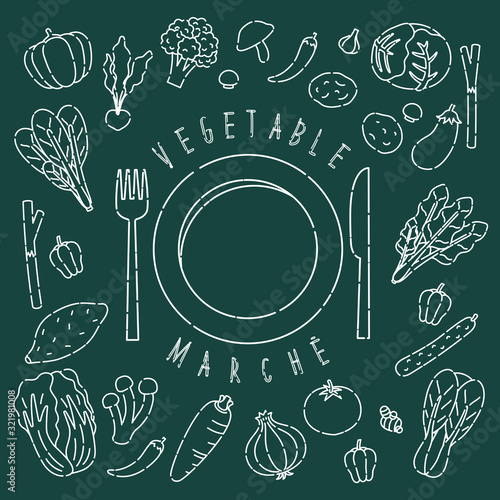 野菜のフレーム ライン チョークアート風 Stock Vector Adobe Stock