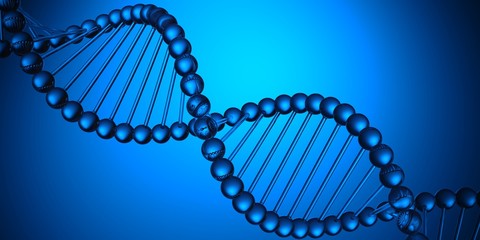 Wall Mural - blue dna structure science research biology and medical concept
