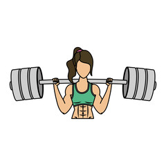 Wall Mural - young woman athlete weight lifting