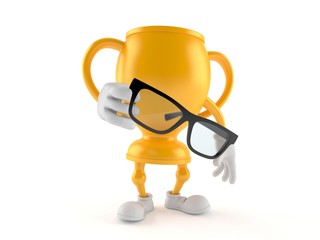 Canvas Print - Golden trophy character holding glasses