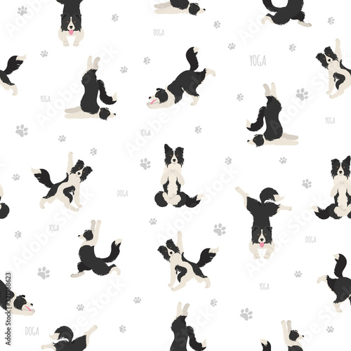 Fotomural Yoga dogs poses and exercises seamless pattern design