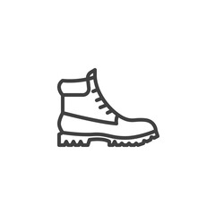 Wall Mural - Hiking boot line icon. linear style sign for mobile concept and web design. Mens boots shoe outline vector icon. Symbol, logo illustration. Vector graphics