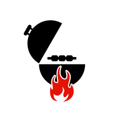 Poster - BBQ with flame icon, Grill sign meat and food icon