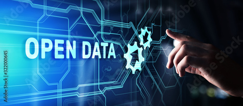 Fotomural Open data database integration api internet technology concept.