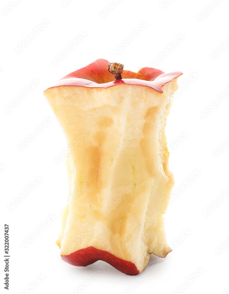 Apple core on white background. Recycling concept