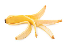 Banana Peel On White Background. Recycling Concept
