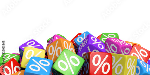 Cuadros en Lienzo Many isolated colorful percent cubes