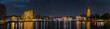 Panoramic view of Kiel skyline, Kiel Opera House, the town Hall by Kleiner Kiel by night