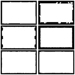 Set of grunge style frames black on white background