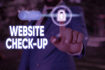 Wall Mural - writing note showing website check up. business concept for an examination of a website to see if so