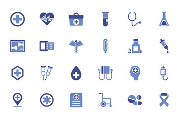 Poster - bundle of medical set icons