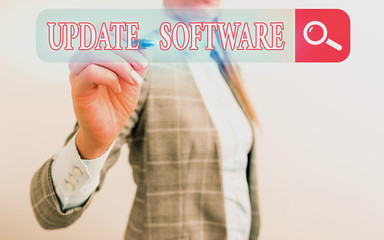 Wall Mural - word writing text update software. business photo showcasing adds minor software enhancements and co