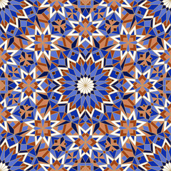 Wall Mural - Morrocan seamless mosaic pattern. Arabic abstract background