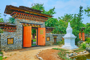 Sticker - The gate and chorten of Bhutan garden, Rajapruek park, Chiang Mai, Thailand