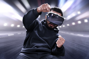 Poster - Man wearing virtual reality headset