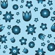 © Doeke - Vector repeat seamless classic blue flower garden pattern print background