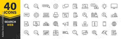 Fotomural Set of 40 Search web icons in line style