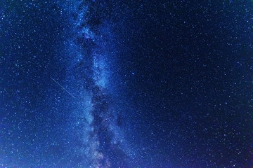 Wall Mural - a night on the lake with a bright milky way in the sky and millions of stars glittering in the water