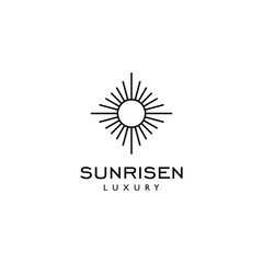 elegant sun sunset sunrise logo icon in trendy line style vector illustration