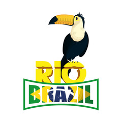 Wall Mural - brazil carnival poster with lettering and toucan