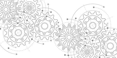 technical drawing of gears .rotating mechanism of round parts .machine technology. vector illustrati