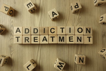text addiction treatment from wooden blocks