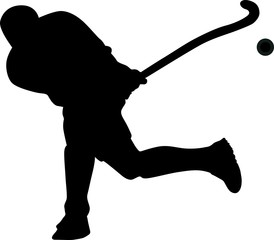 Silhouette of field hockey player with a hockey stick