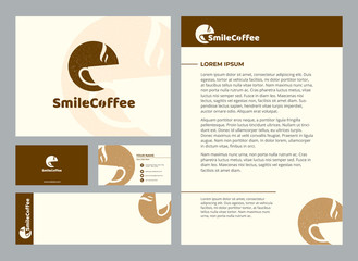 Smile Coffee Logo Design Template and Brand Identity with minimal and modern style