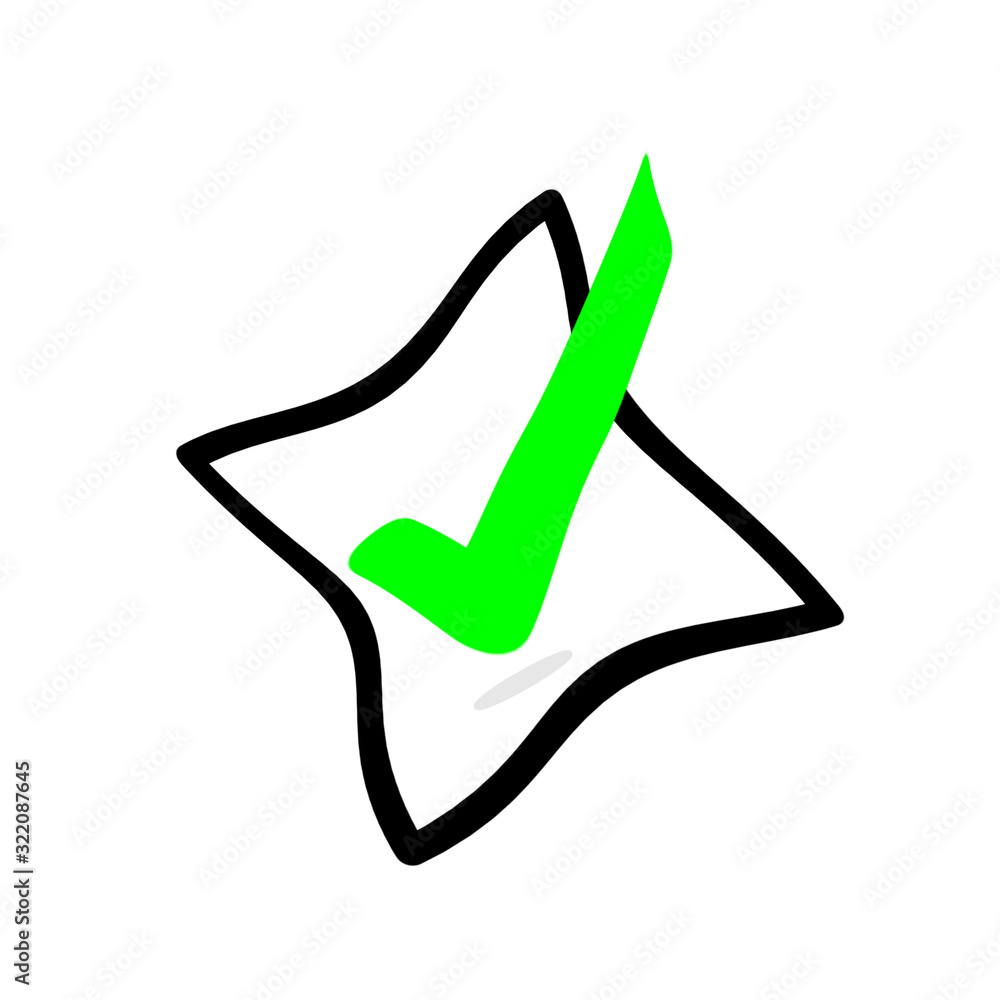 Green check mark icon in a box. check list button icon. Stock ...