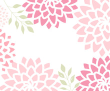 Vector Illustration Pink Flowers On A White Background. Background With Flower And Leaf Decoration