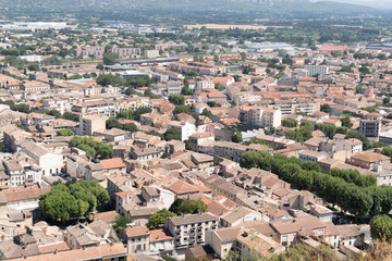 Sticker - panoramic aerial top of french Cavaillon town in Provence France