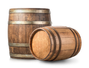 Two wooden barrels